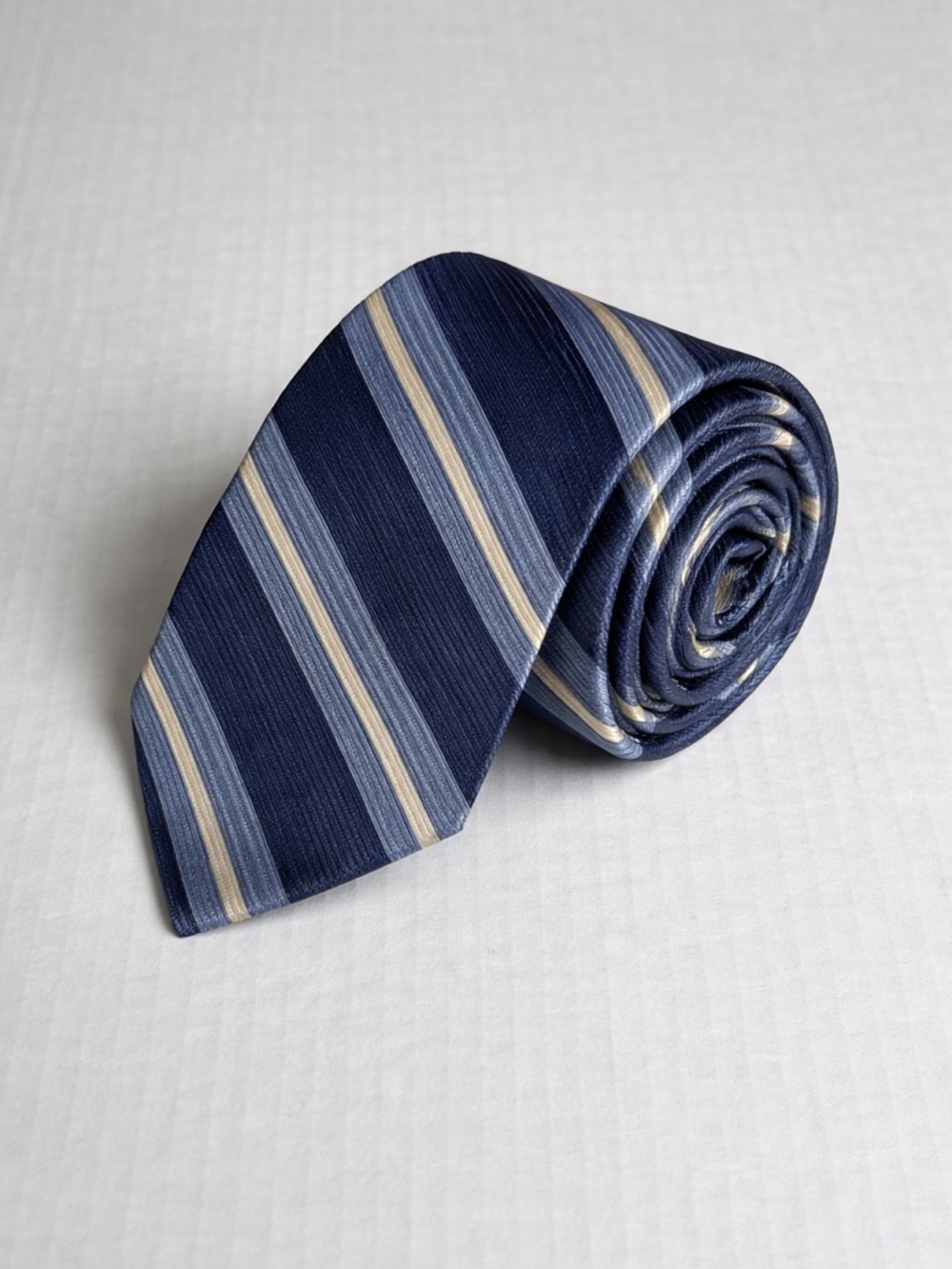 Nautica Mens Silk Tie Quiet Luxury Old Money Preppy Striped Blue